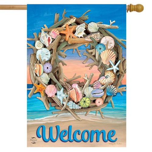Driftwood Wreath Summer House Flag