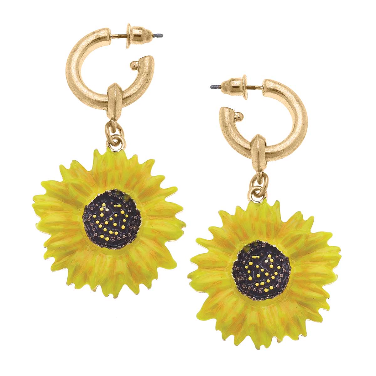 Sunflower Enamel Earrings