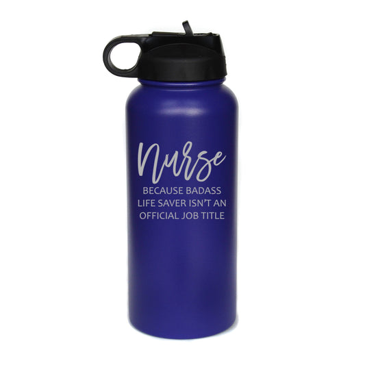 32 oz. Engraved Nurse Bada** Water Bottle