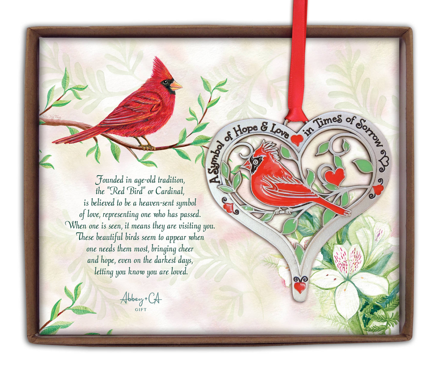 Heart & Cardinal Ornament