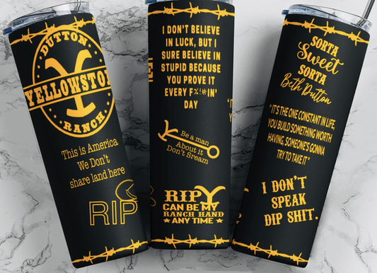 20 oz Stainless Steel Tumbler -Yellowstone Collage