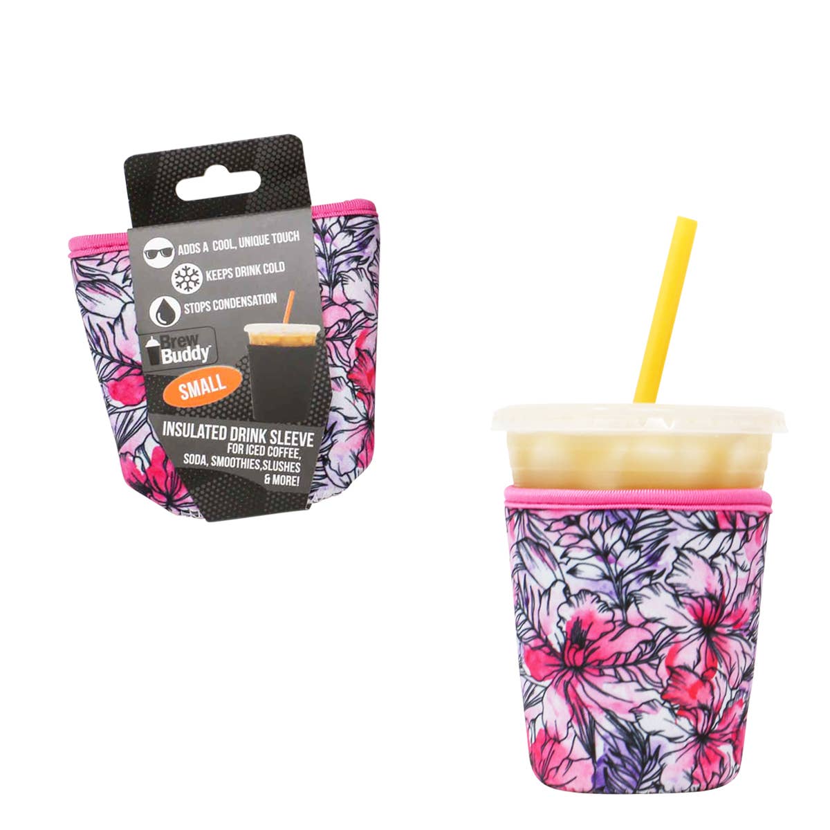 Brew Buddy Insulated Iced Coffee Sleeve - Hibiscus (Small)
