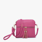 M1785 Tara Double Zip Crossbody/Wristlet: Fuchsia