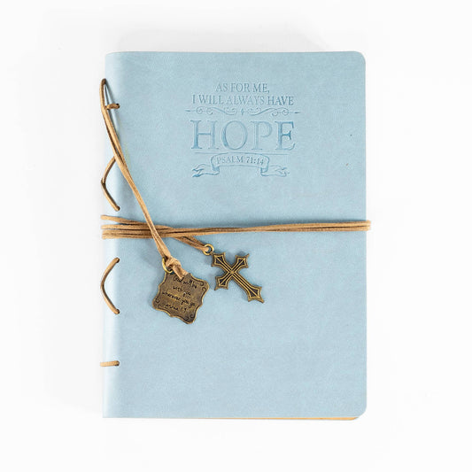 Faux Leather Journal Cross Charm (Dusty Blue)