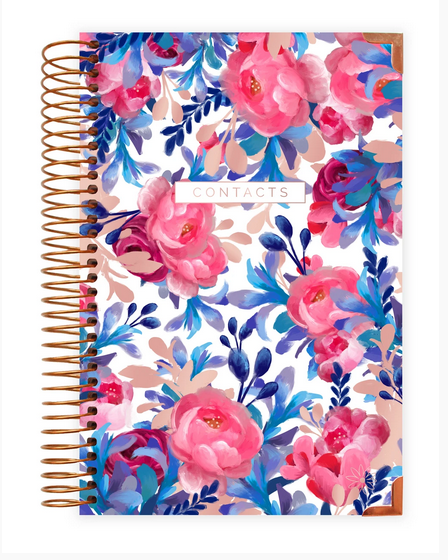 Red & Blue Floral Contact Book