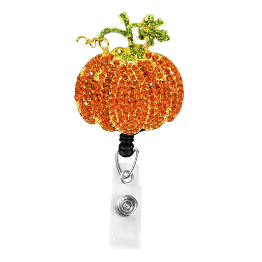 Pumpkin Sparkle and Shine Rhinestone Badge Reel