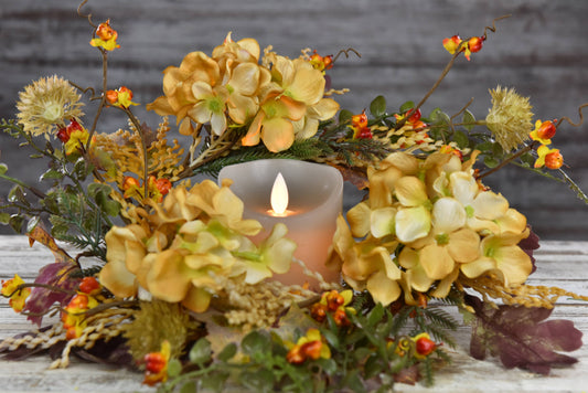 Autumn Hydrangea 4.5" Candle Ring