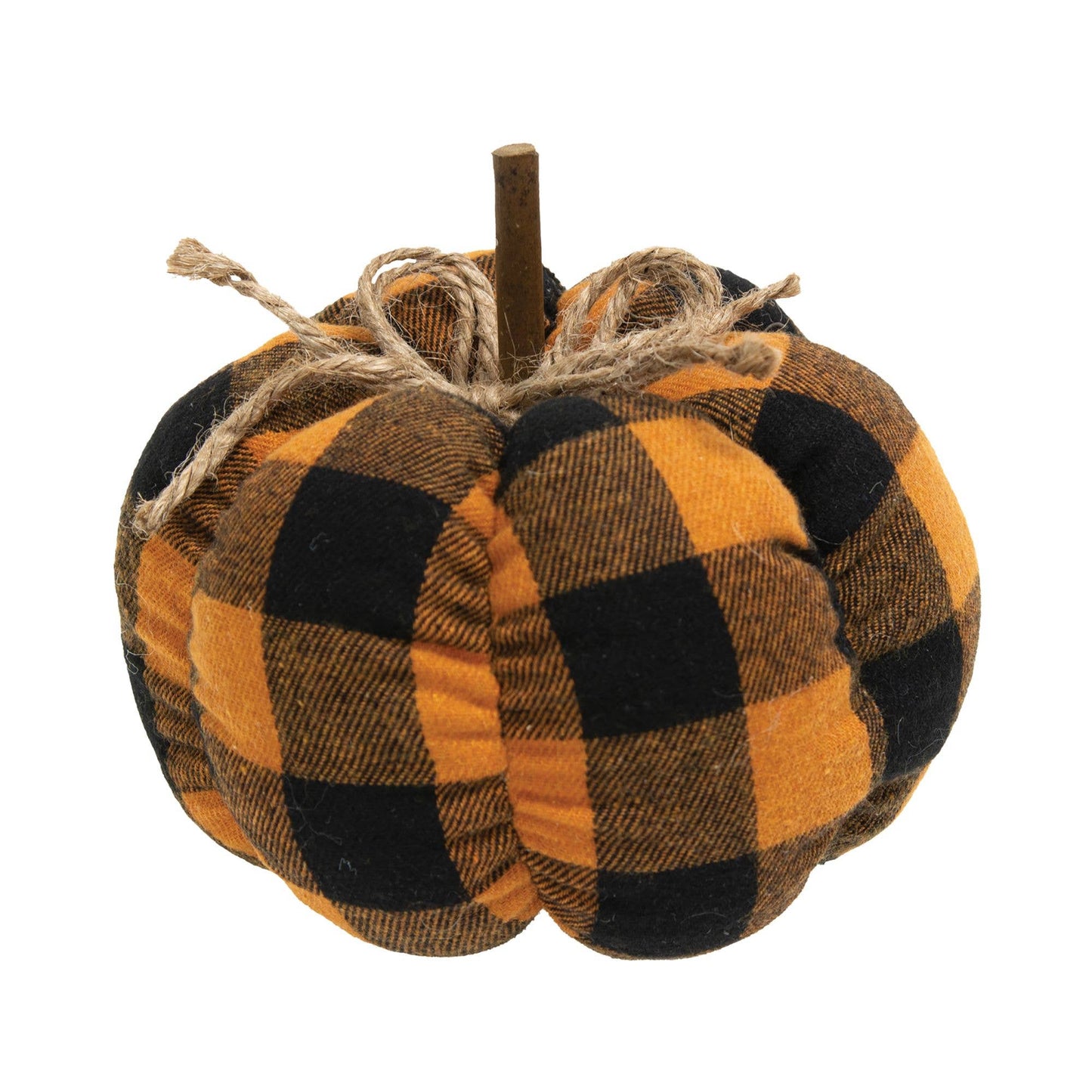 Orange & Black Buffalo Check Stuffed Pumpkin 5.5"