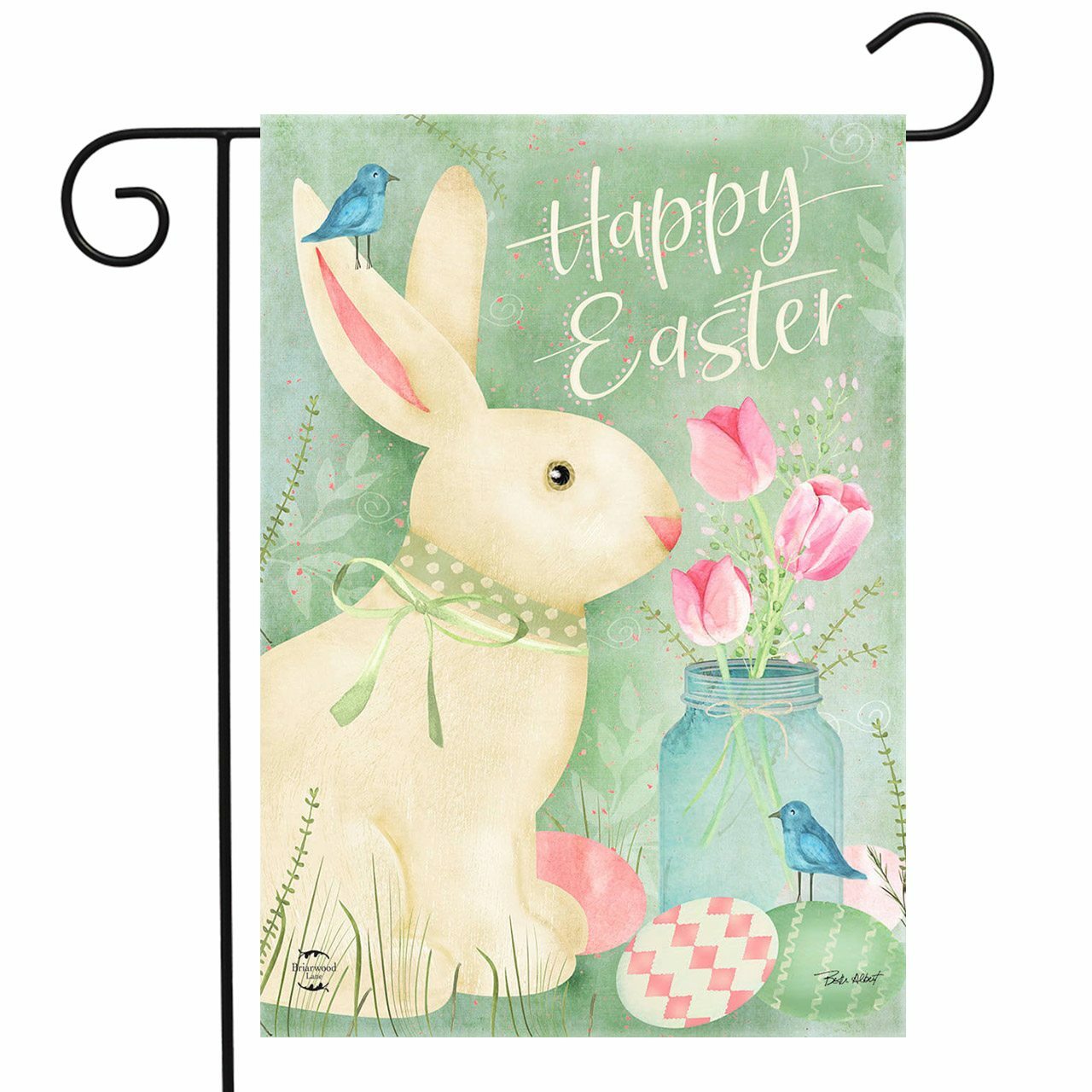 Easter Bunny and Tulips Garden Flag