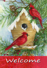 Snowy Cardinals Winter House Flag
