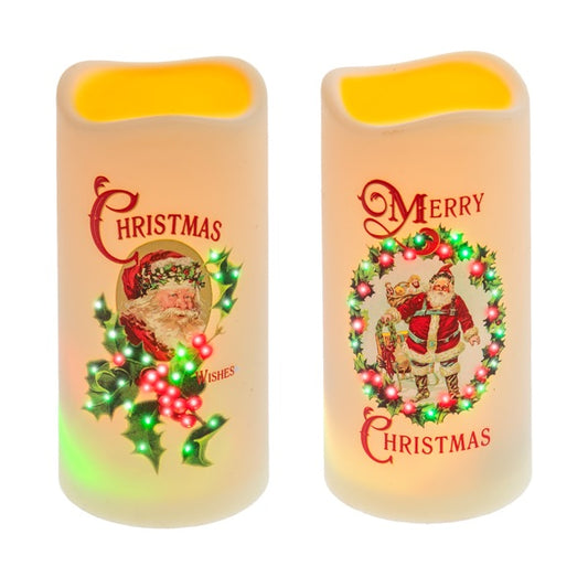 LED Fiber Optic Light Up Santa Candle