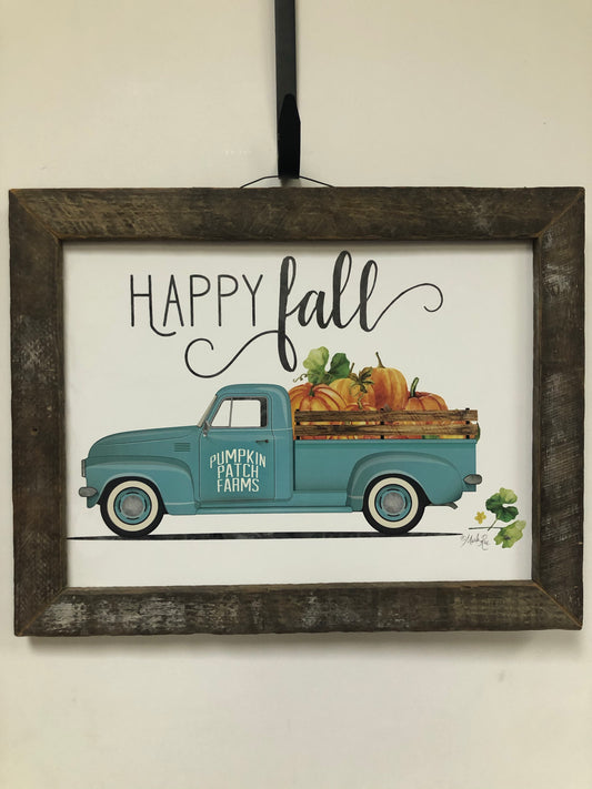 Happy Fall Blue Truck Sign