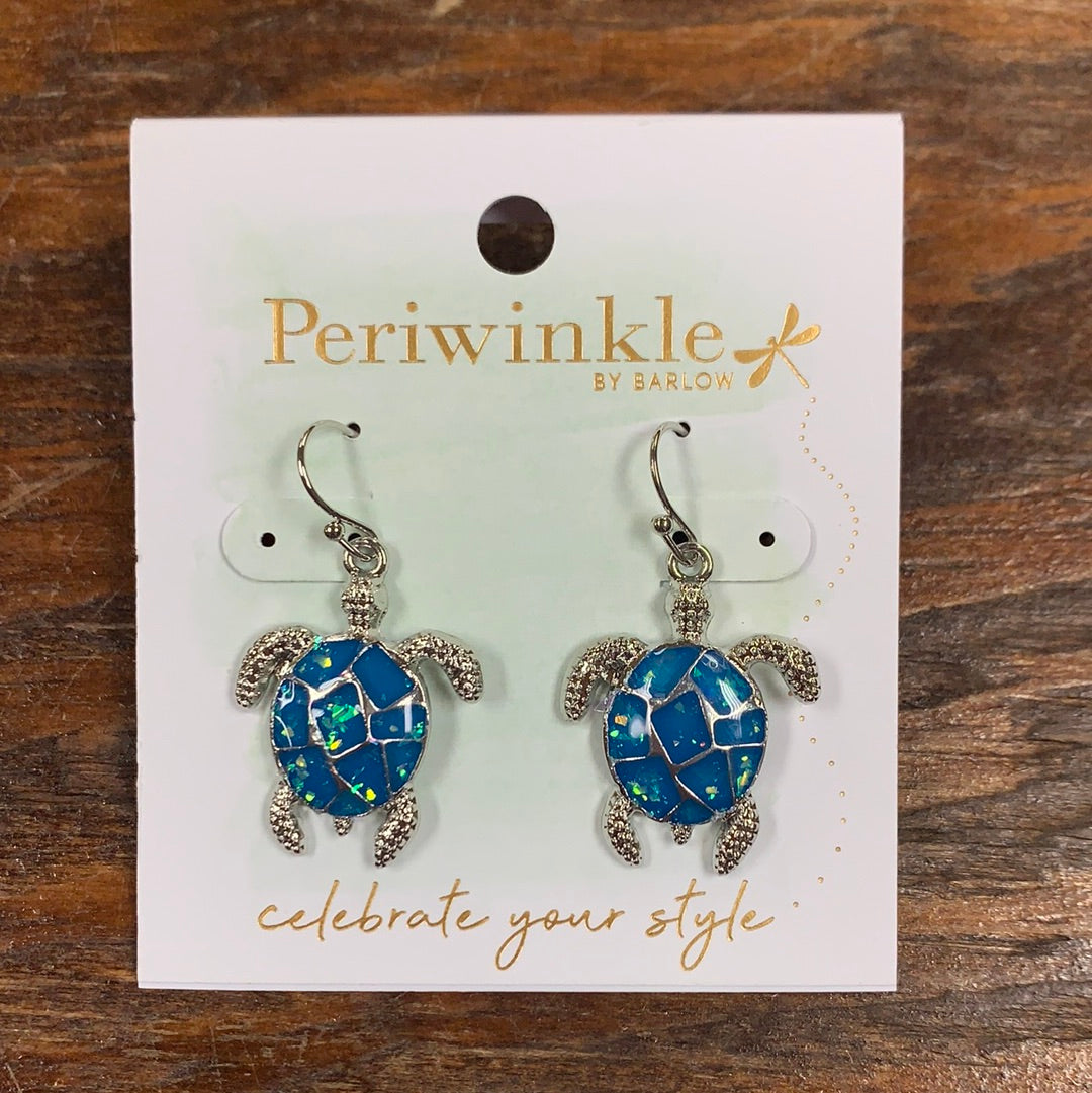 Turquoise Silver Turtles Earrings