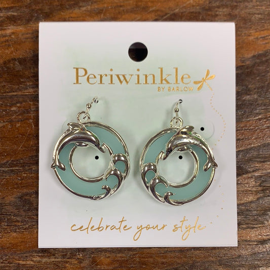 Round Dolphin Frosty Earrings