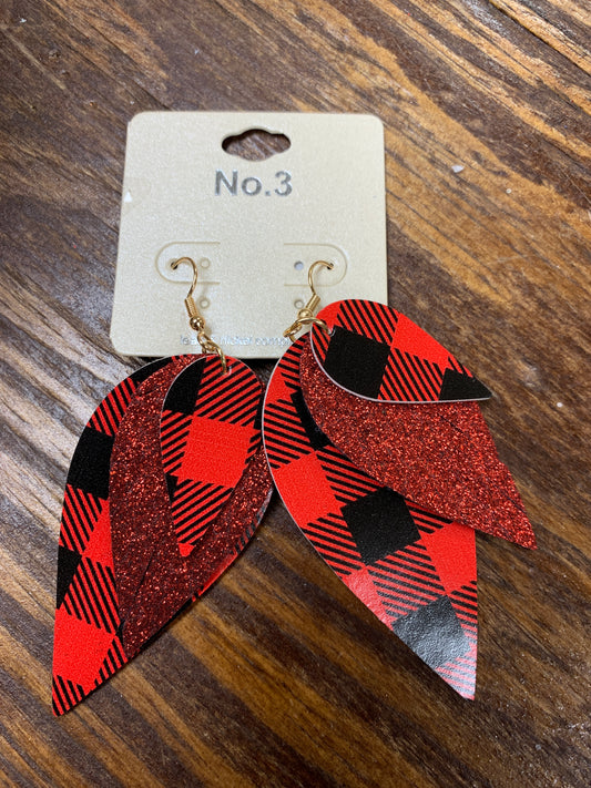 Red and Black Leaf Earrings