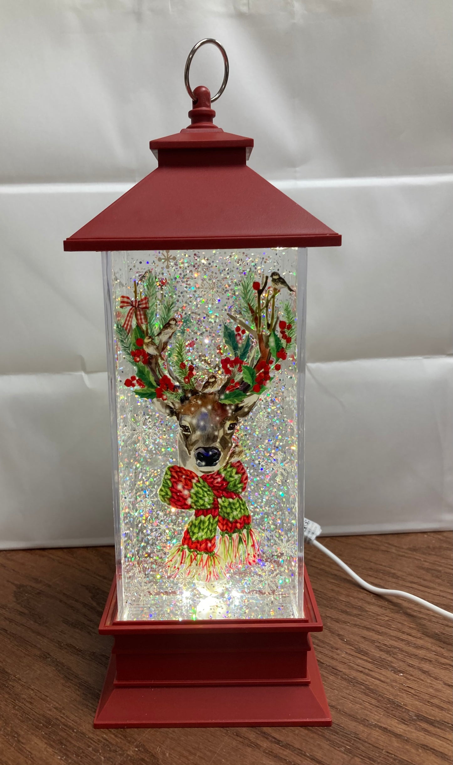 LED Light Up Shimmer Deer Lantern (Red)