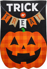 Trick Or Treat Pumpkin Burlap Halloween Garden Flag