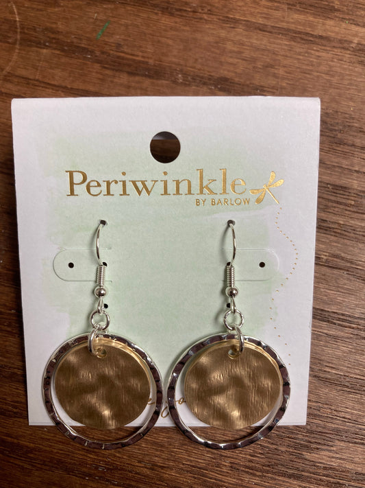 Two Tone Hammered Circle Earrings