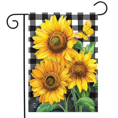 Checkered Sunflower Garden Flag
