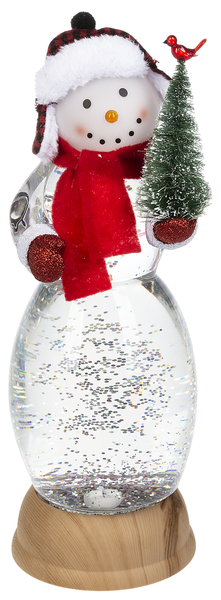 LED Light Up Shimmer Snowman w/Plaid Hat