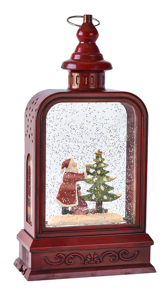 LED Light Up Shimmer Santa Scene Lantern