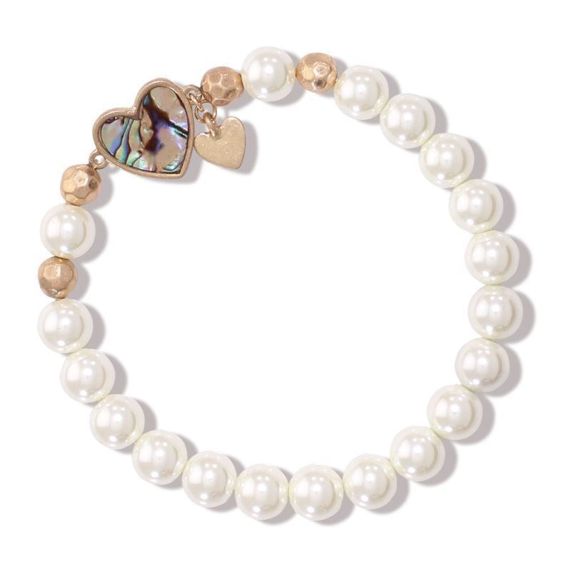 Pearls with Abalone Heart Bracelet