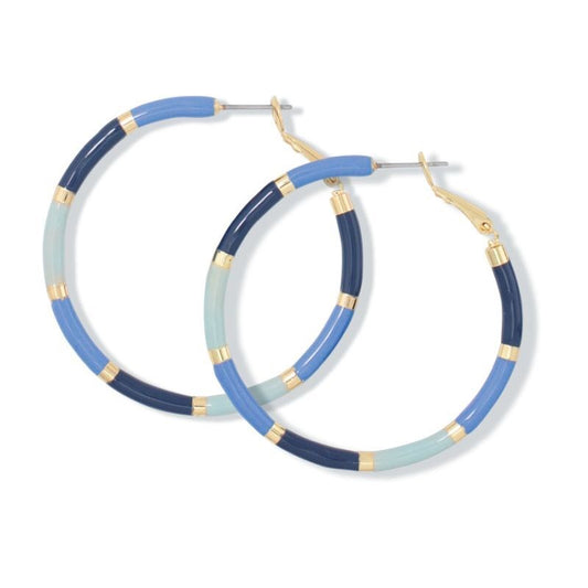 Gold and Enamel Hoop Earrings