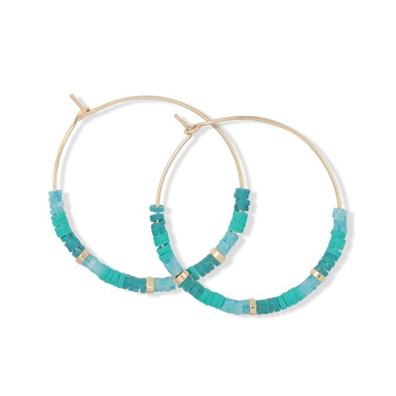 Gold Hoops with Turquoise Earrings