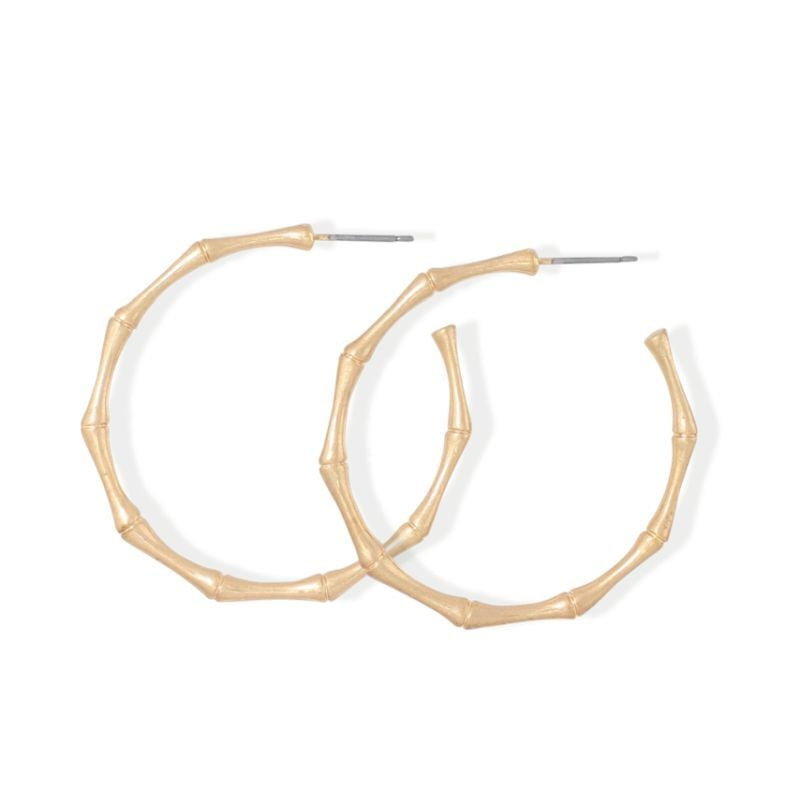 Warm Gold Bamboo Hoop Earrings