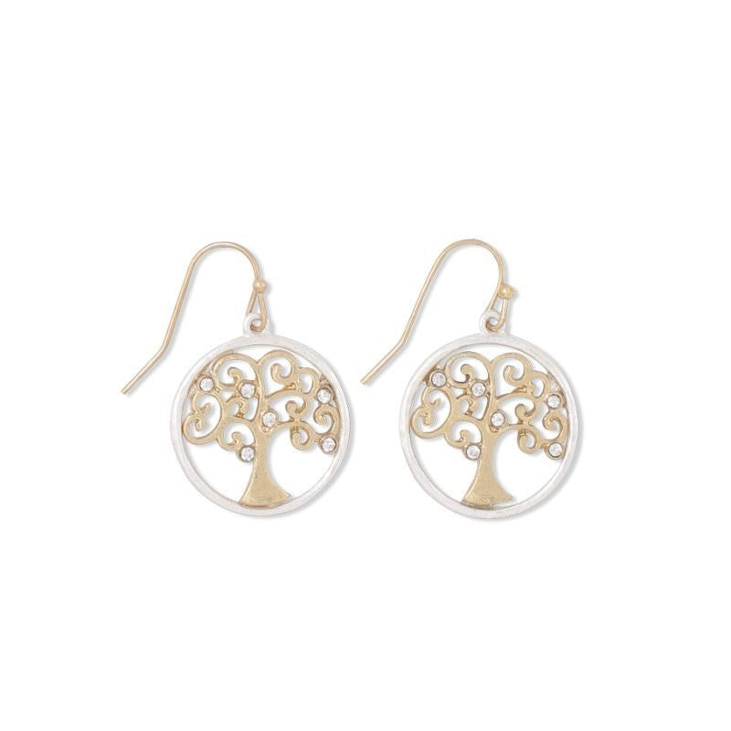 Silver with Gold Tree of Life Earrings