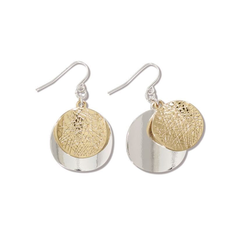 Two Toned Textured Circles Earrings