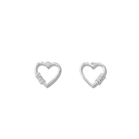 Silver Hearts with Crystals Earrings