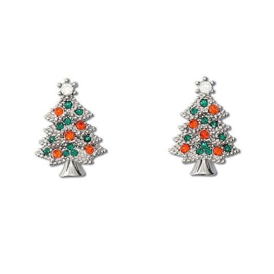 Crystal-Studded Holiday Trees Earrings