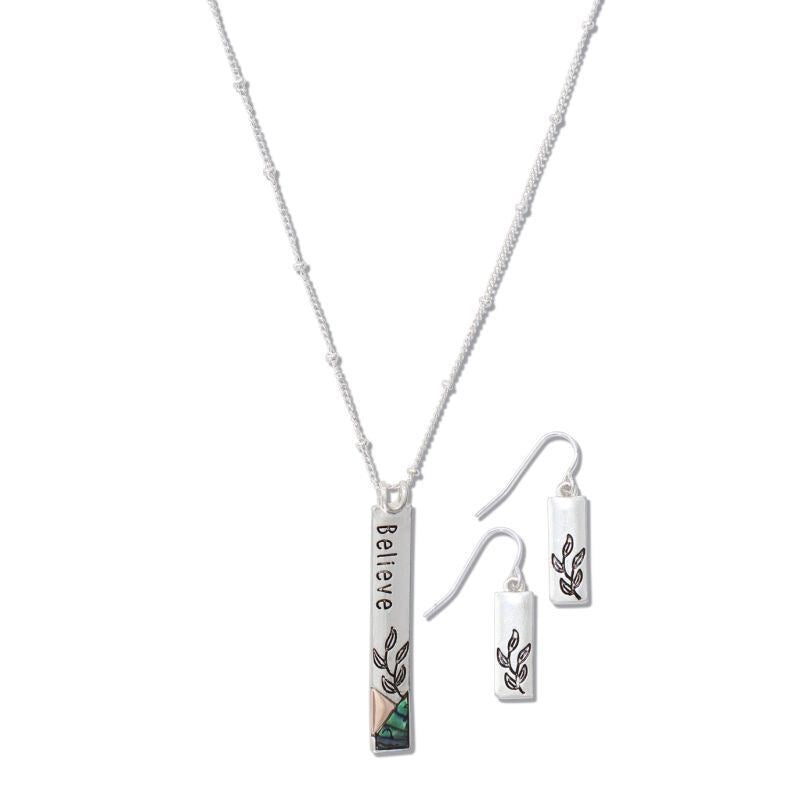Believe with Abalone Necklace and Earrings Set