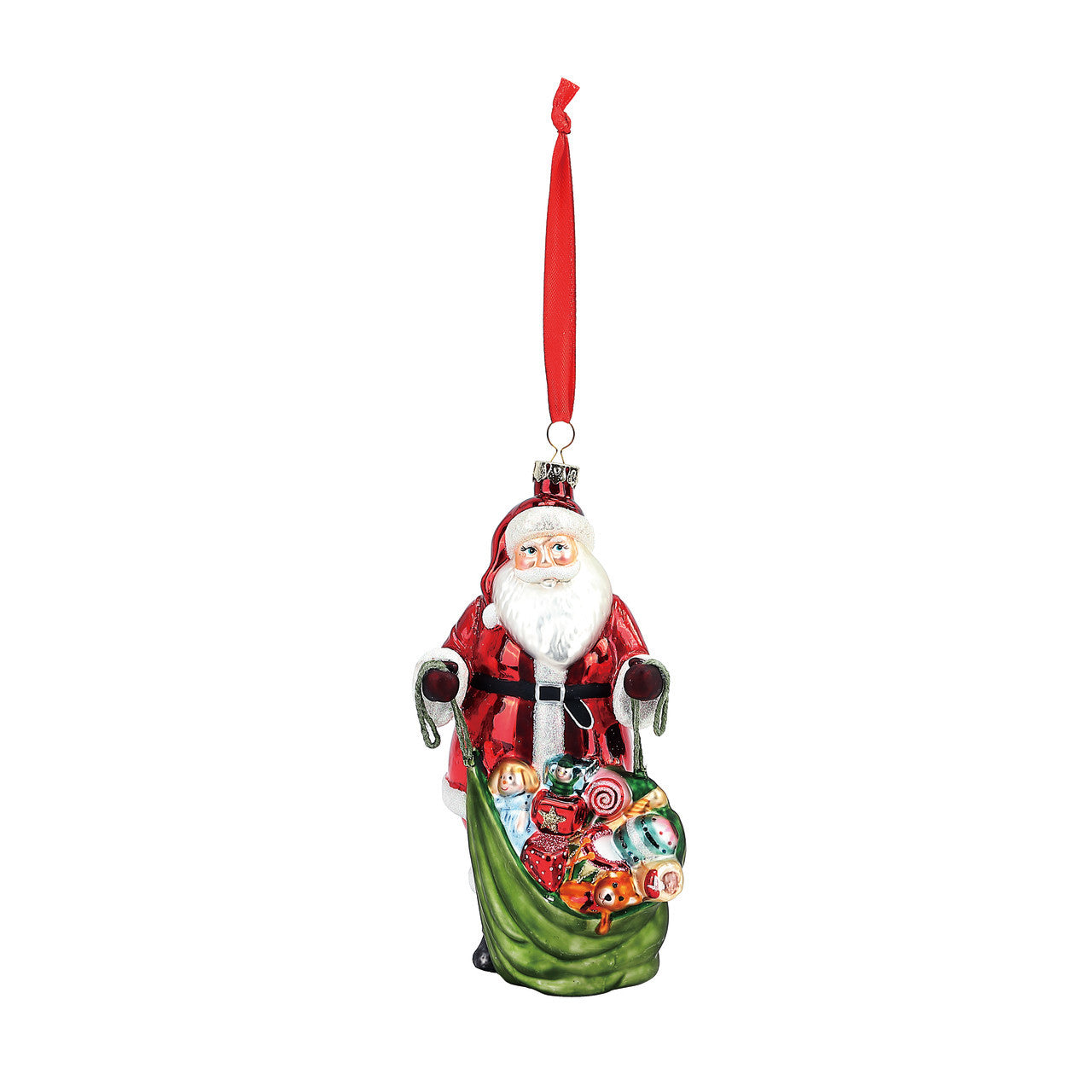 Santa with Toys Blown Glass Ornament